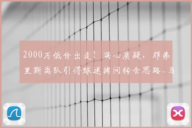 2000万低价出走！满心质疑，邓弗里斯离队引得球迷拷问转会思路_马洛塔_球员_国米
